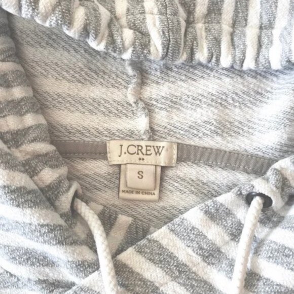 J. Crew gray and white striped hoodie sweatshirt with kangaroo pocket. Women's S - Picture 6 of 8